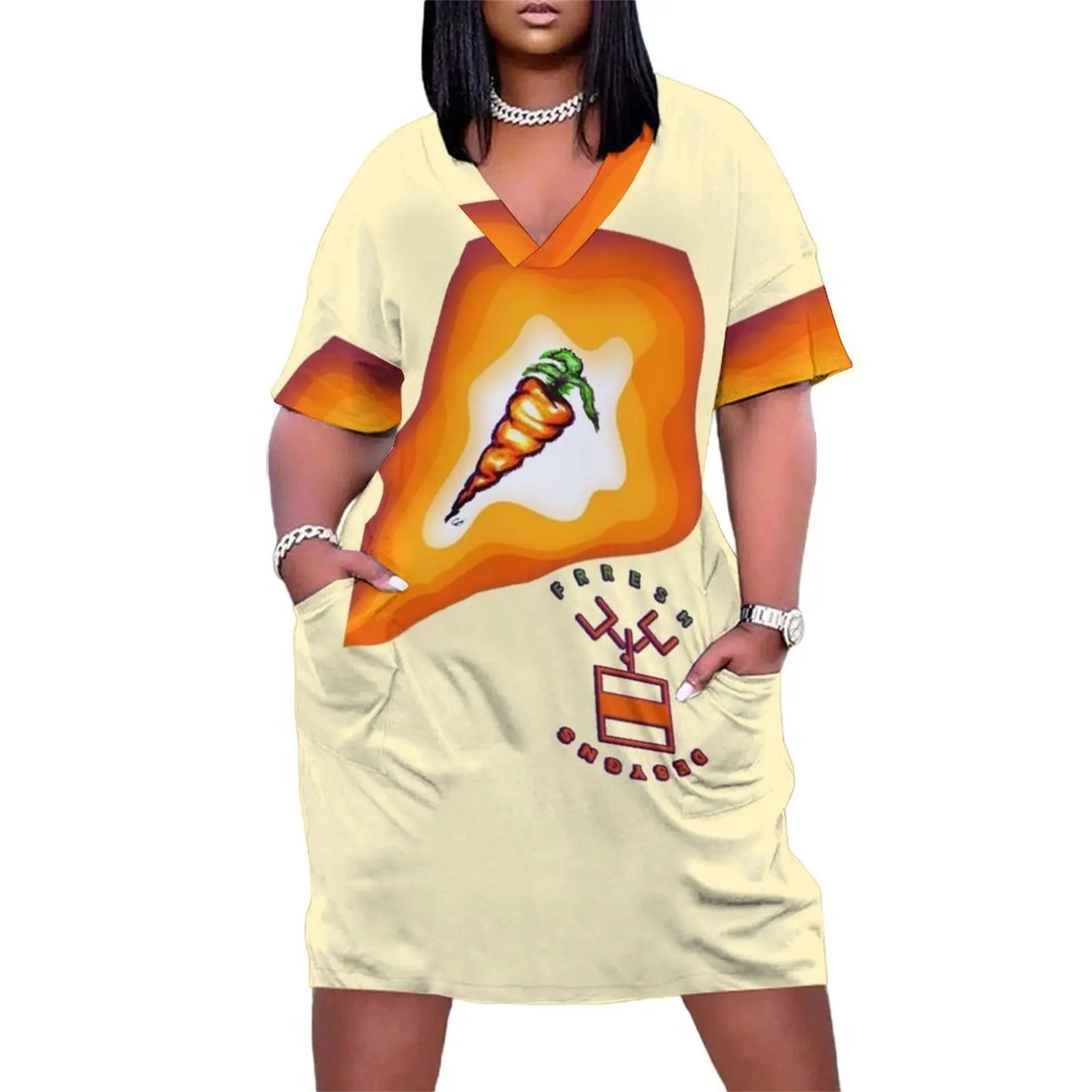 

Frresh Desygns Carrot Logo Loose Pocket Dress dress for woman Aesthetic clothing Casual dresses