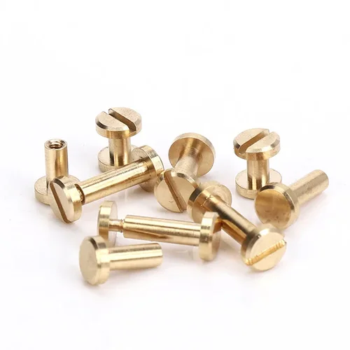 10 Uds. De tornillos Chicago de encuadernación de latón macizo, remaches de clavos para álbum de fotos, tachuelas artesanales de cuero, sujetadores para billetera y cinturón, tapa de 6mm