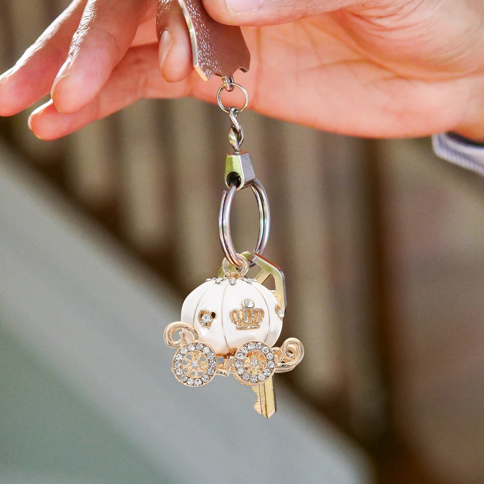 

2 Pcs Decoration Key Chain Accessories Pumpkin Car Hanging Stylish Ring Orange Creative