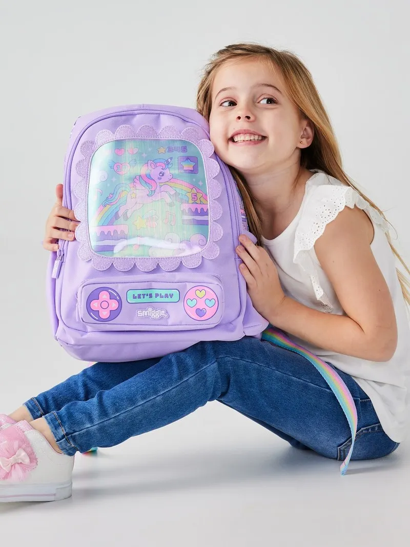 Australia Smiggle Schoolbag Kindergarten Students Backpack Purple Video Game Unicorn Kawaii Meal Bag Leisure Bag Student Gift