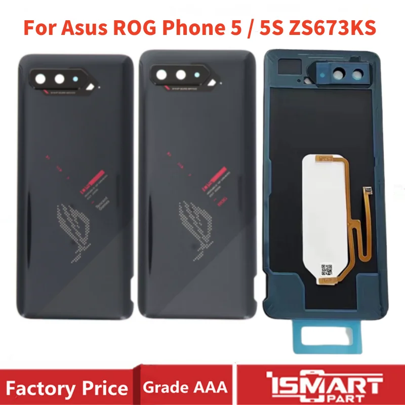 バックカバー-asus-rog-電話-5-リアハウジングドア-zs673ks-バックバッテリーガラスカバー接着剤付き交換修理部品