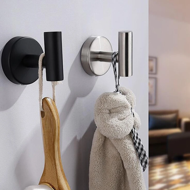 Aluminum alloy adhesive wall hooks — rustproof towel, robe & coat hangers for kitchen/bathroom 2