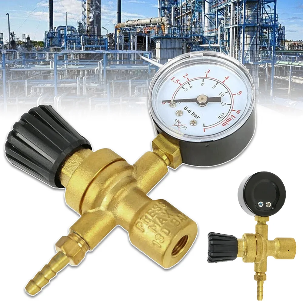 Regolatore per bombole di gas con manometro, accessori per saldatura, compatibile con gas CO2 e argon.