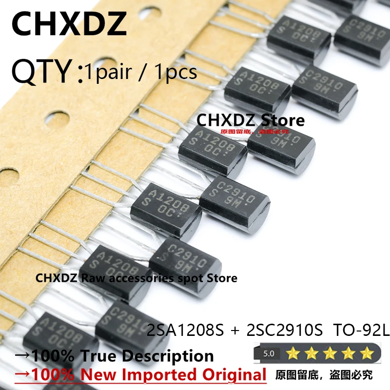 Chxdz 100% New Imported Original 2SA1208-S 2SC2910-S 2SA1208 2SC2910 A1208 C2910 TO-92L High-Voltage Switching Transistor