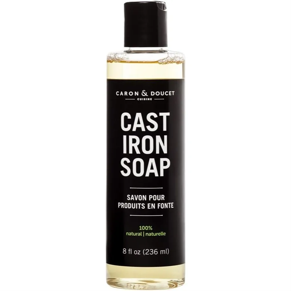 

Cast Iron Cleaning Soap with Lemongrass & Rosemary Essential Oils for Skillets, Pans, Woks and Grills, 8 oz