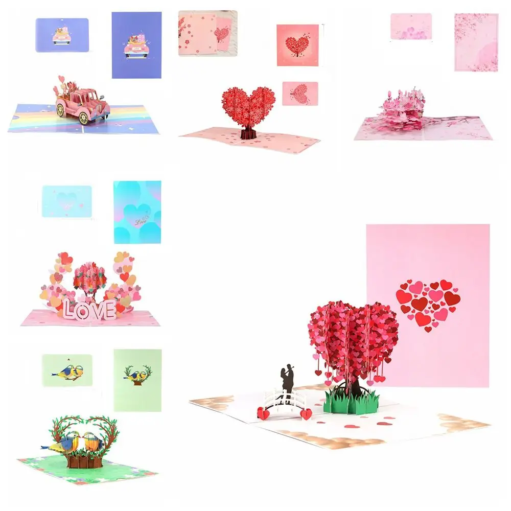 Kreative 3D-Pop-up-Karte aus Papier, 3D-Design, romantischer Stil, Liebespostkarte, Grußkarte, Geburtstag