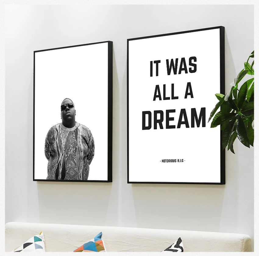 Was All A Dream Biggie Smalls Quote Rap Poster Prints Wall Art Decor The Notorious BIG Canvas Art Print and Poster , It