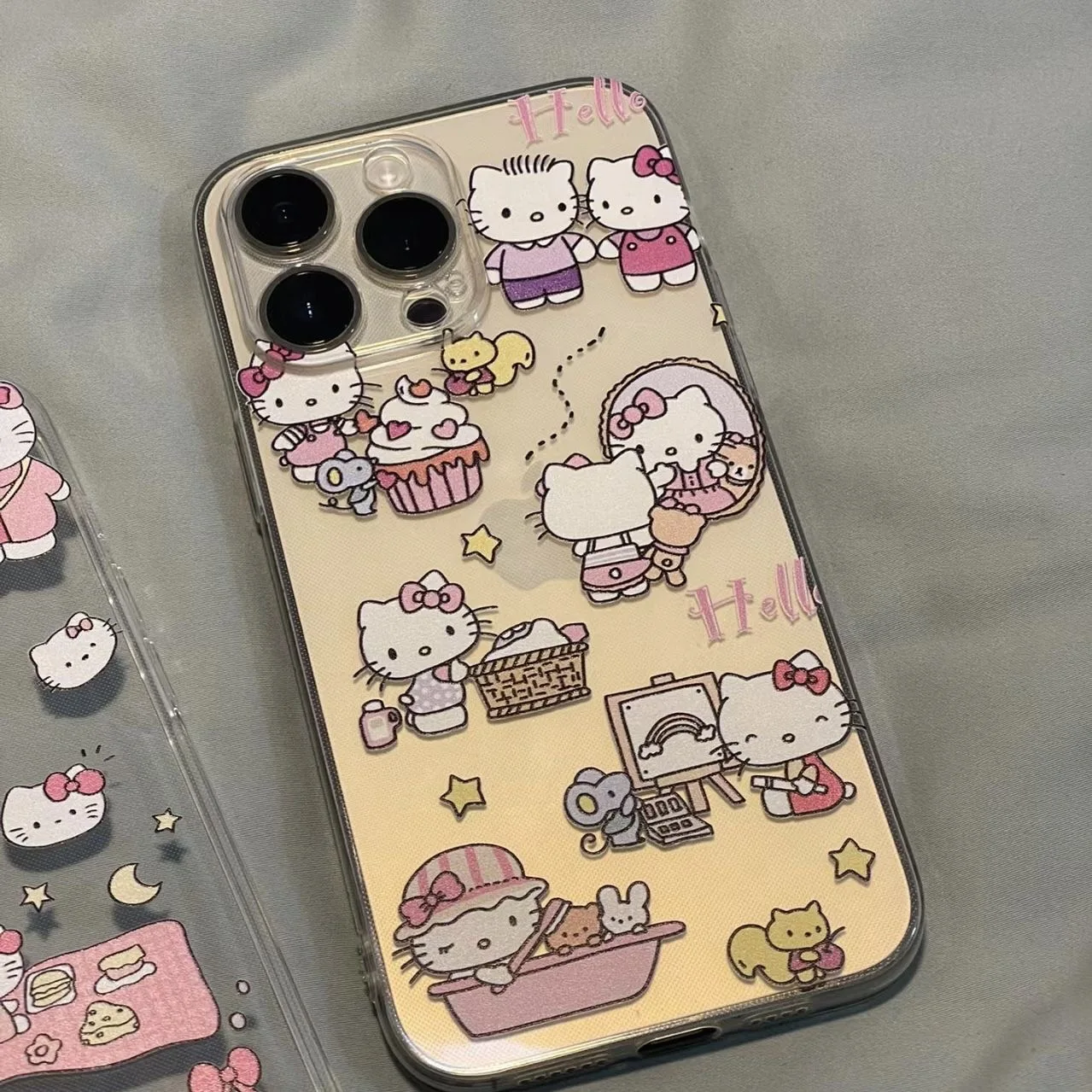 Hello Kitty Phone Case For Iphone 16 15 14 13 12 Pro Max Iphone 11 12 Pro Mini XS XR  7 8 Plus Cartoon Anti-drop Soft Cover