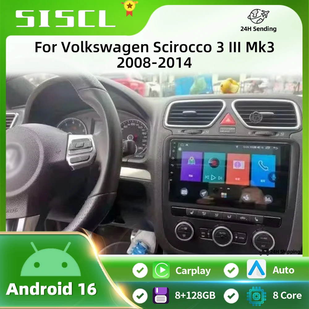 

Android 16 Car Radio for Volkswagen EOS Scirocco 3 III Mk3 2008-2014 Carplay Auto Multimedia Player GPS Stereo 2din Head Unit 4G