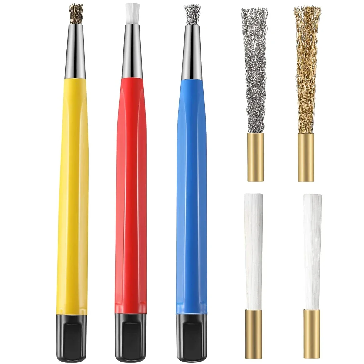 1-3Pcs/Set Scratch Brush Pen Set Brass Steel Fiberglass Tip Rust Removal Cleaning Pen Watch Electronic Cleaning Tool Watchmakers