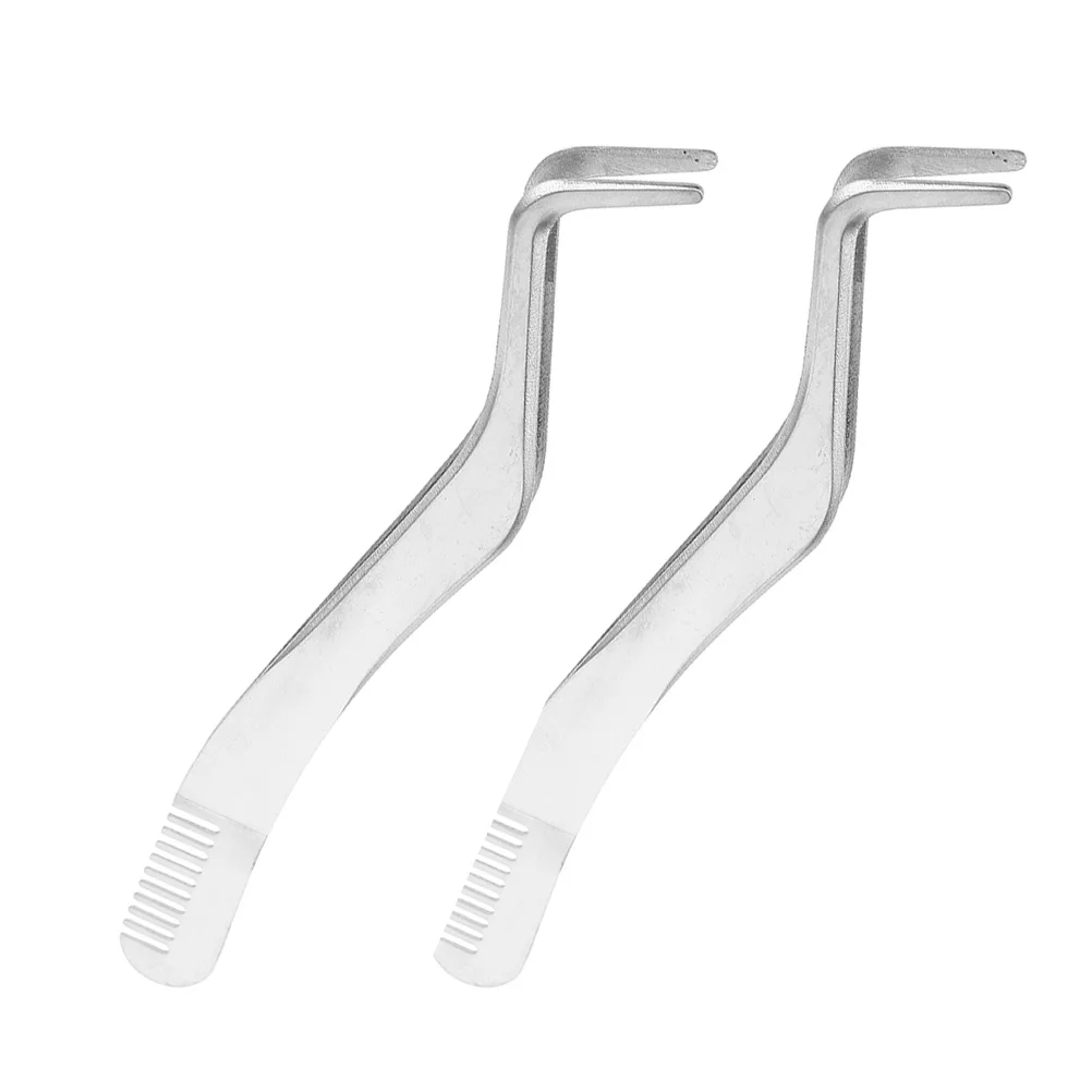 Conjunto de pinças de extensão de cílios, 2 peças, curvo, aço inoxidável, aplicador de cílios postiços, ferramenta, acessórios profissionais