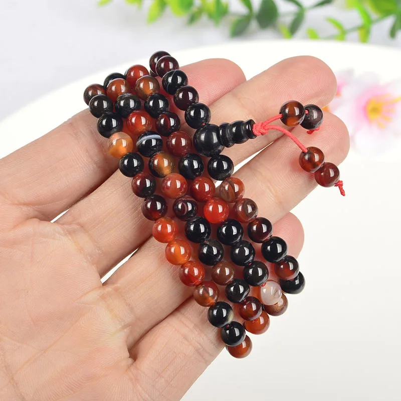 Factory Direct Supply Wholesale Jade Buddha Beads Multi Jewels Bracelet108Buddha Beads6mmBlack Red Agate Bracelet