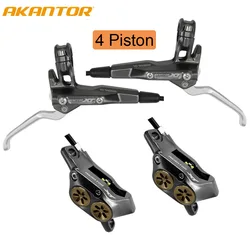 AKANTOR XT 4 Piston Mountain Bike Hydraulic Disc Brake Set Oil Pressure Brakes 850/1500mm Four Piston Ultralight MTB Calipers