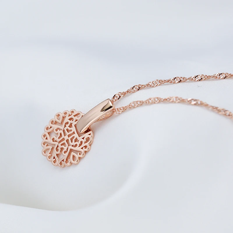 JULYDREAM Vintage Texture 585 Rose Gold Color Geometric Pendant Necklaces Women Elegant Wave Chain Jewelry Fashion Accessories