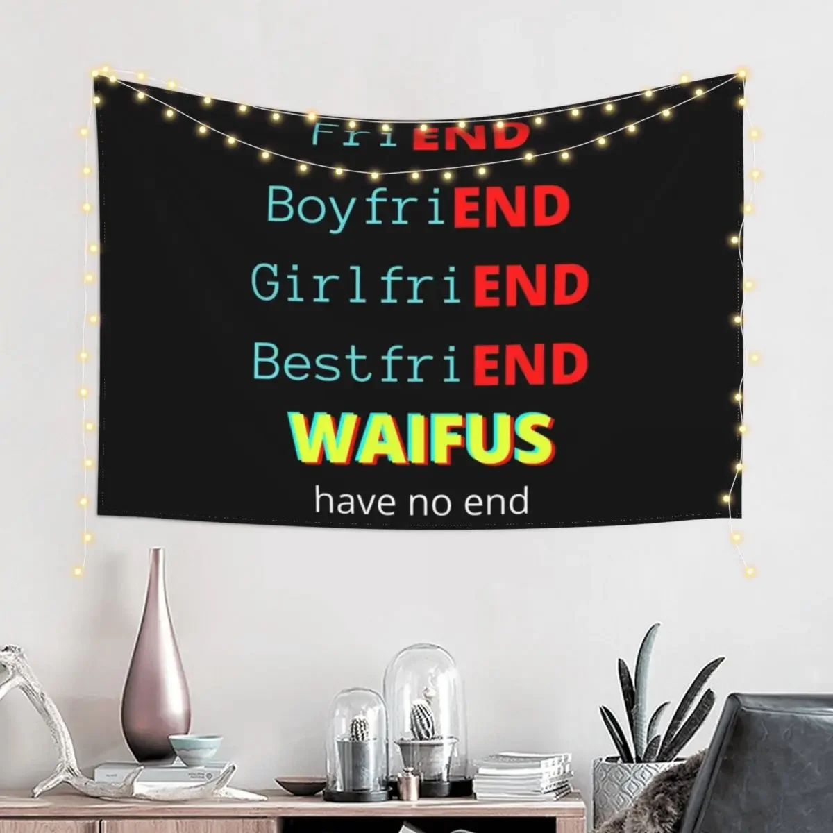 friEND, boyfriEND, girlfriEND, bestfriEND WAIFUS have no end Tapestry Korean Room Decor Home Decorators Tapestry