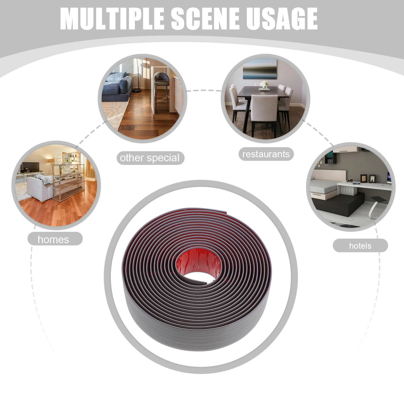 شريط عتبة أرضية ذاتي اللصق بطول 5 أمتار لتقليم حافة انتقالية للمداخل للأرضيات غير المستوية غطاء نجارة السجاد المرن #3
