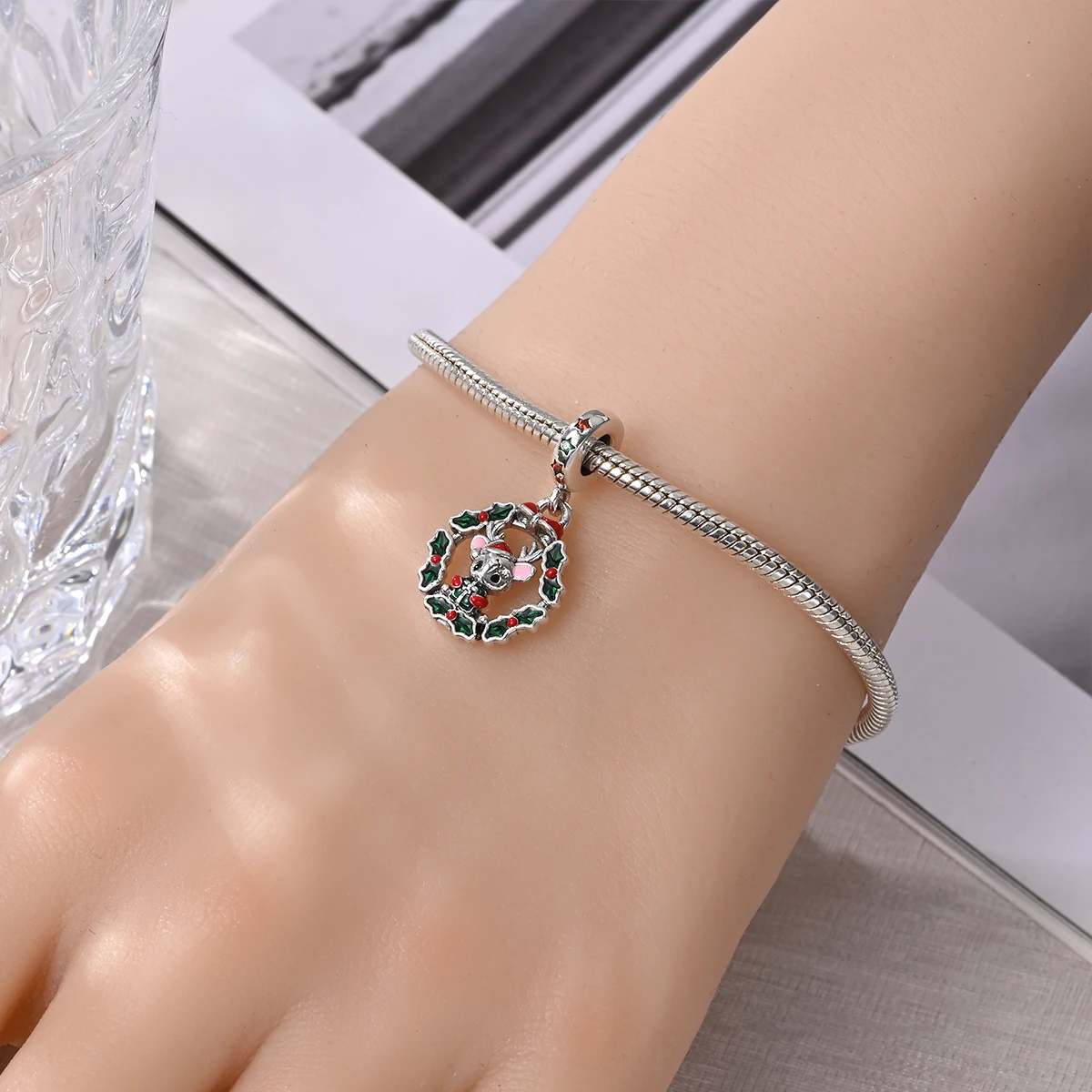 سحر الأصلي 925 فضة عيد الميلاد الرنة قلادة الخرز صالح سوار Diy غرامة هدية المرأة حساسة مجوهرات الإكسسوار