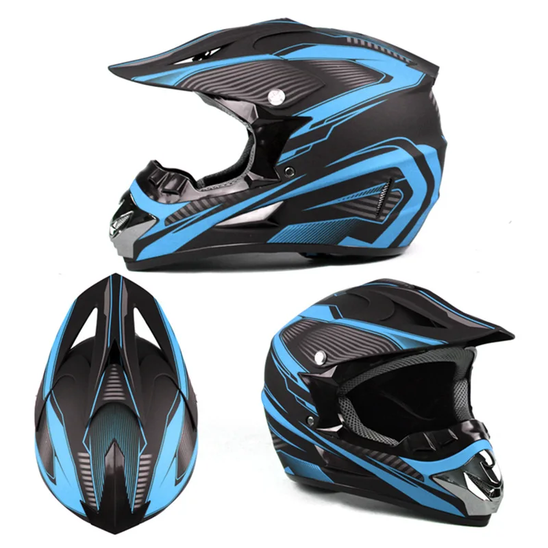 Helm sepeda motor Off-road, kendaraan balap ringan Kart gunung Full-face helm keselamatan keren dengan kacamata