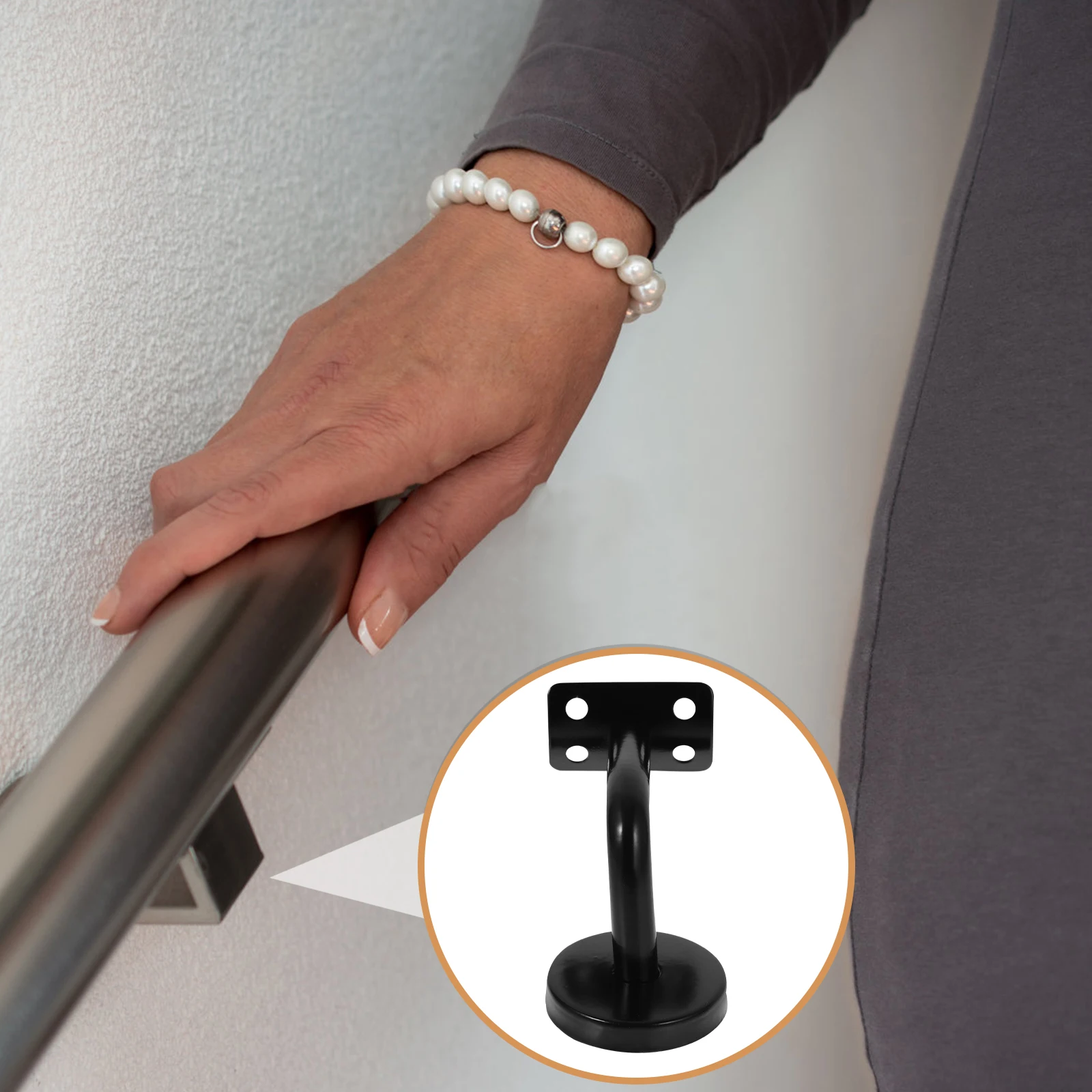 

3pcs Black Painted Handrail Brackets Durable Anti corrosion for Bathroom Lavatory Corridor Stair Rail Supports Bannister