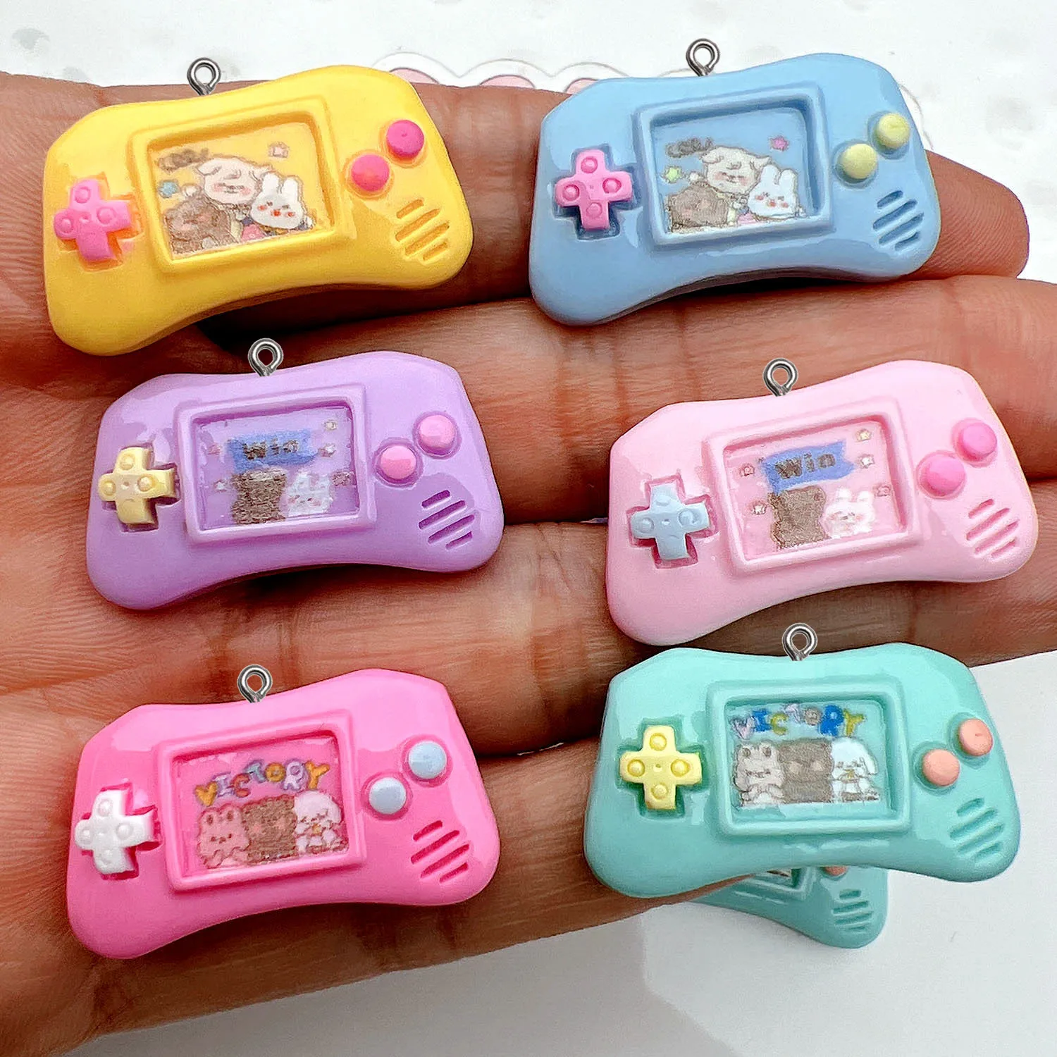 10Pcs Cute Game Console Resin Charms DIY Phone Keychain Bag Pendant Women Earring Necklace Bracelet Jewelry Ornament Accessory