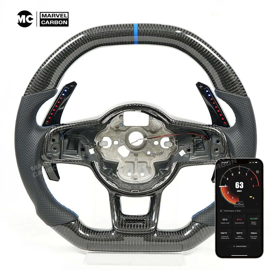 Customised 100% Carbon Fiber Steering Wheel For Volkswagen VW Golf MK7 R GTI