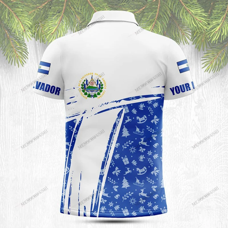 Customized El Salvador Symbol Christmas Polo Shirt Unisex Cool Sportswear Fast Dry Loose Short Sleeve Tops Casual Streetwear