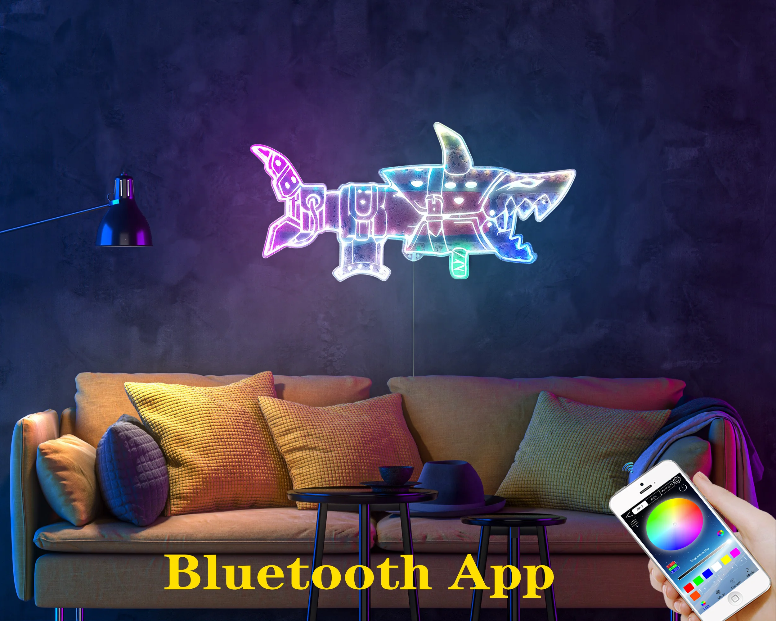 Jinx Fishbones Pistol Video Game Room Dynamic RGB Edge Lit LED Sign