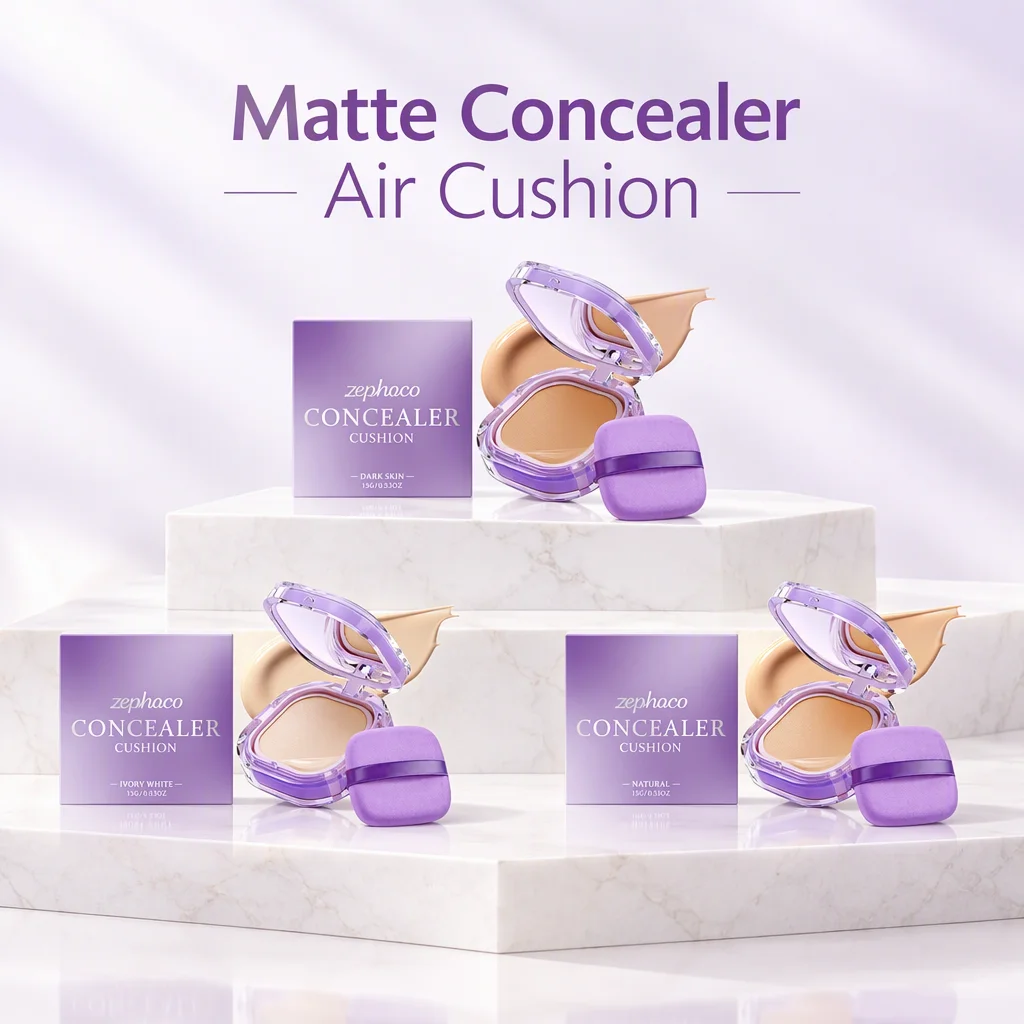 Matte Concealer Cushion Foundation Cover Imperfections Oil Control Full‑coverage Even Skin Tone Long Lasting Face Base Cosmetics