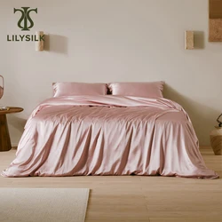 LILYSILK Bedding Set 4pcs Silk 100 Mulberry Luxury Queen King Seamless Duvet Cover Fitted Sheet Oxford Pillowcases 19 Momme