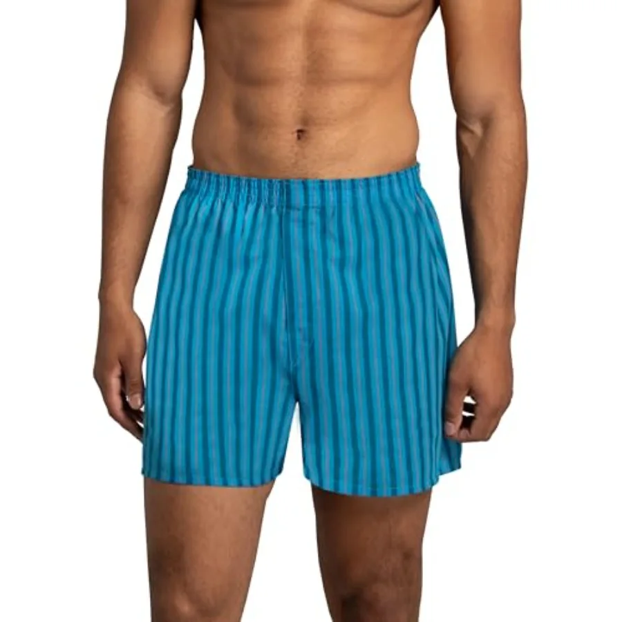 Men's Tag Free Woven Boxer Shorts, Relaxed Fit, Moisture Wicking, Assorted Color Multipacks