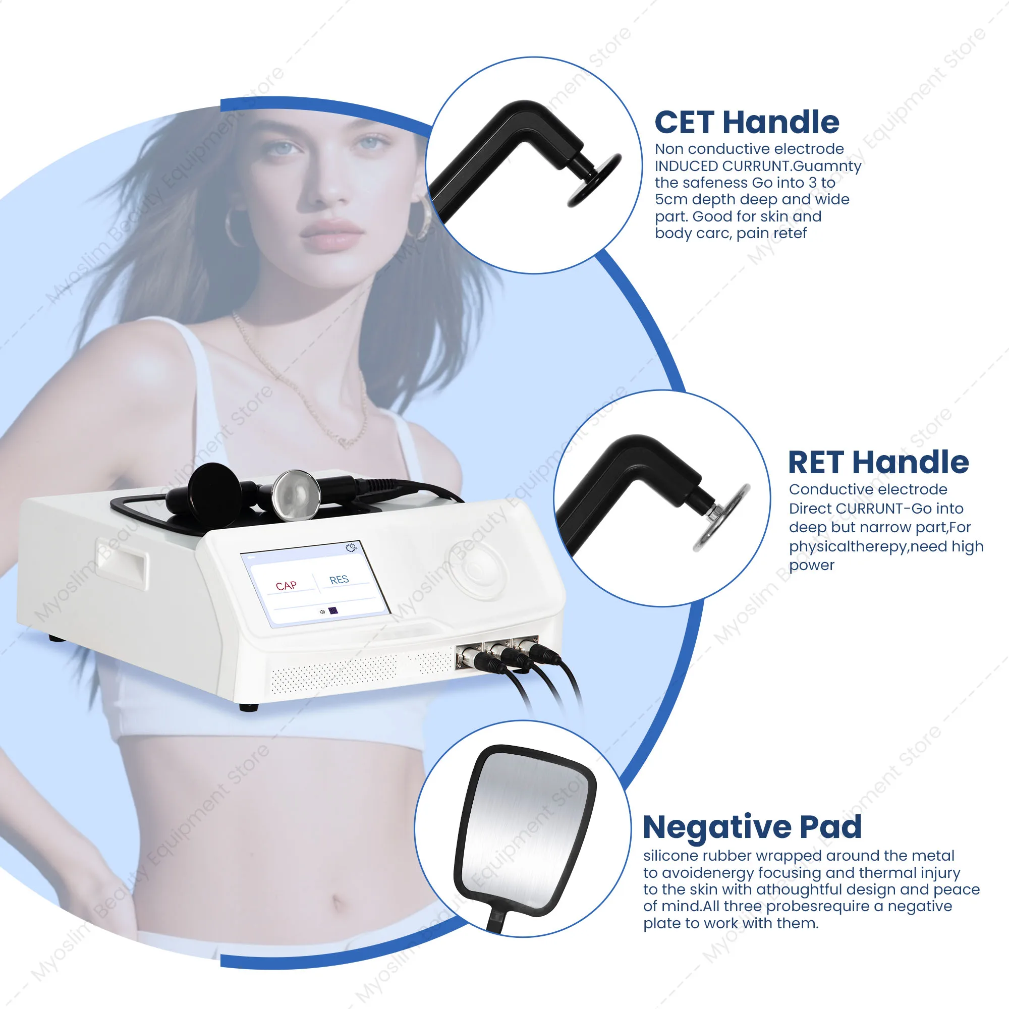 Professional Salon 448KHz Diathermy Tecar Therapy Body Massager Fat Reduction Device For Body Sculpting Weight Loss Management