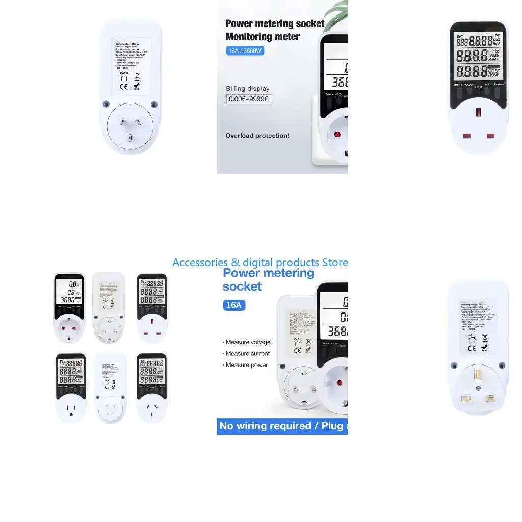 77JD 2 Mode Energy Meter With Auto Cost Calculation Overloads Protections 230V Ranges