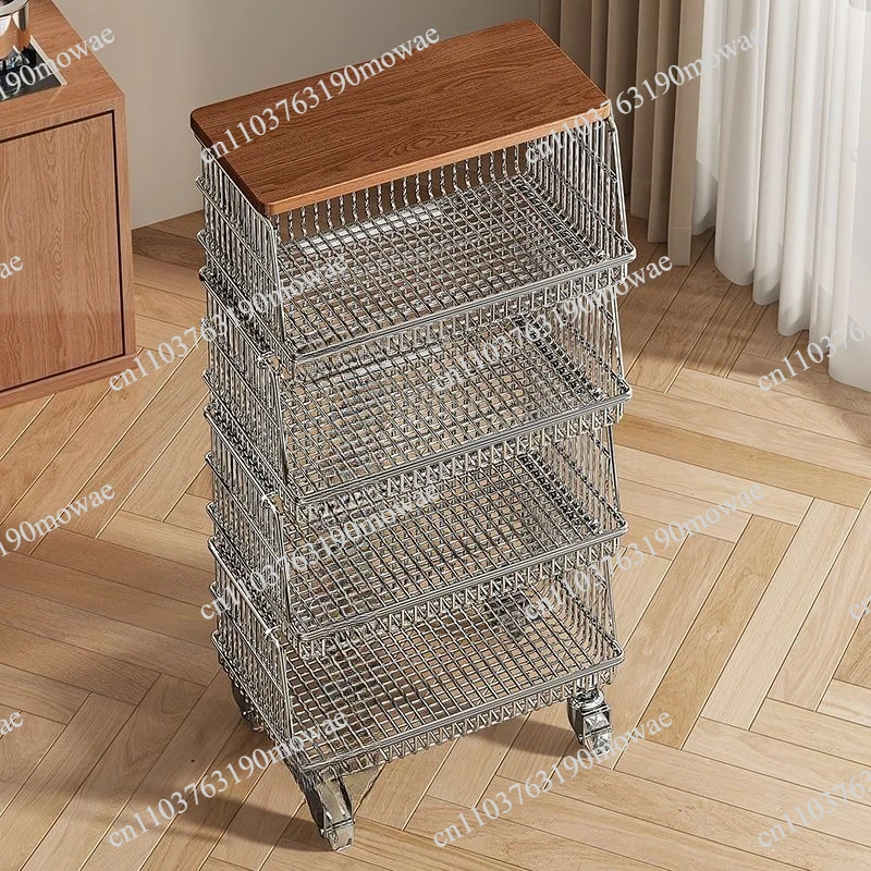 Vegetable storage rack, floor-standing trolley, multi-layer movable vegetable basket, cabinet, home use