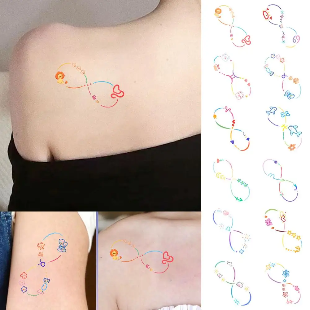 

Маленькие временные татуировки созвездия зодиака, красочные изящные водонепроницаемые татуировки наклейки для женщин ключица лодыжки