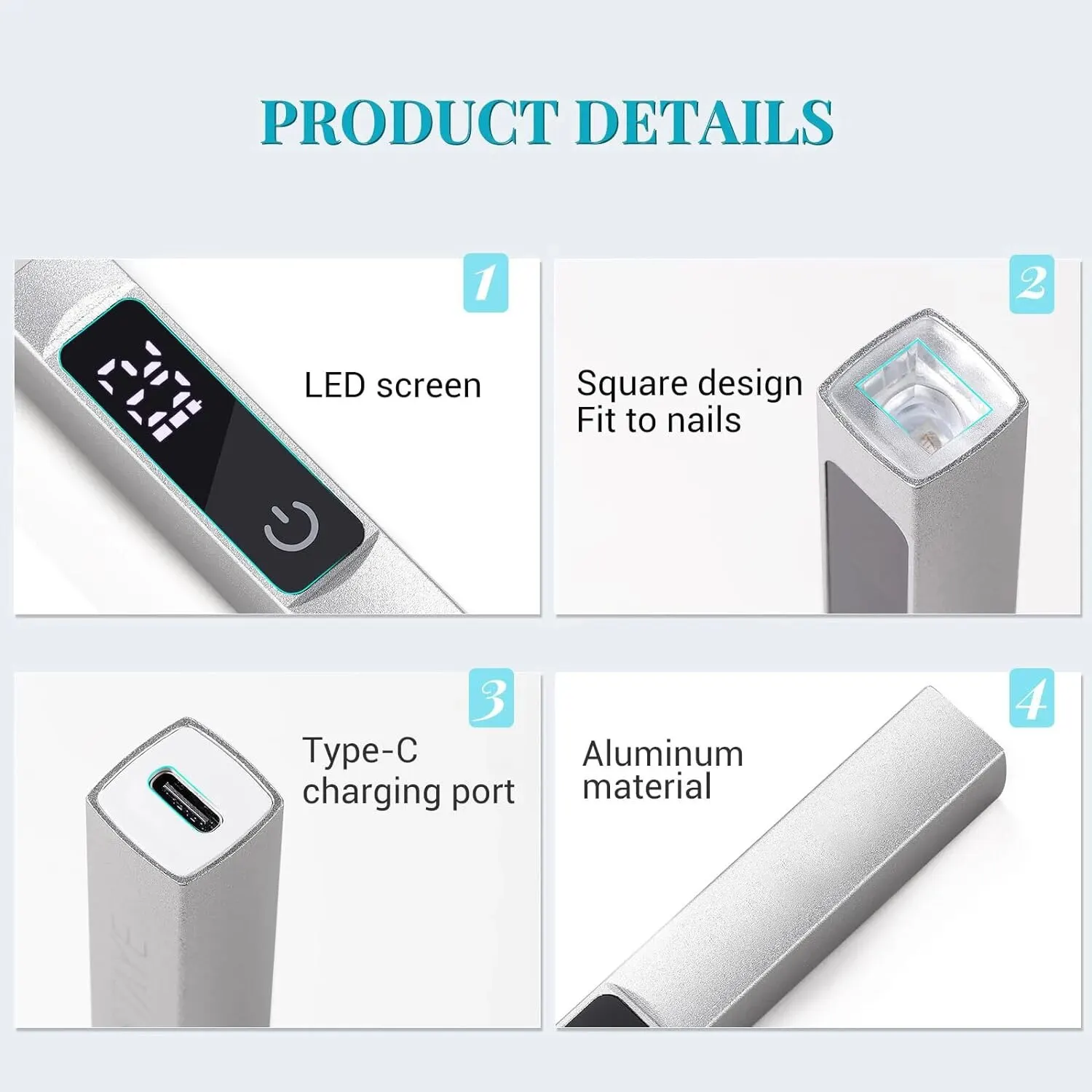 مصباح أظافر LED محمول بالأشعة تحت البنفسجية ، آلة تجفيف الأظافر سريعة الجفاف قابلة لإعادة الشحن للطلاء ، قلم مصباح يدوي صغير بشاشة تعمل باللمس ، صالون