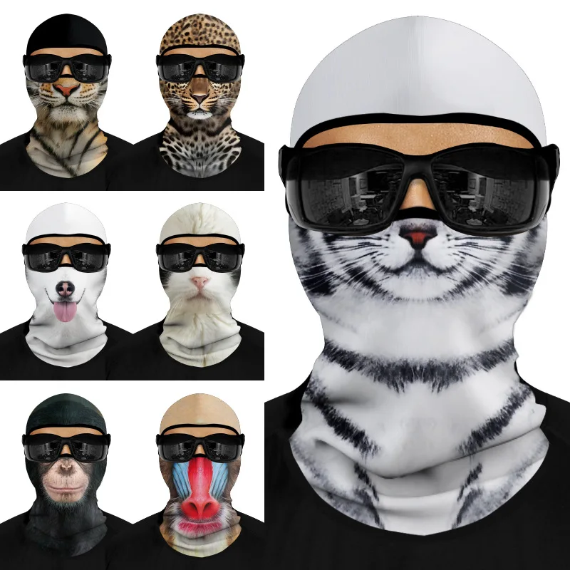 

Дышащая балаклава с 3D-принтом животных для мужчин и женщин, защита от ветра и солнца, маска для лица, велосипедная кепка для активного отдыха
