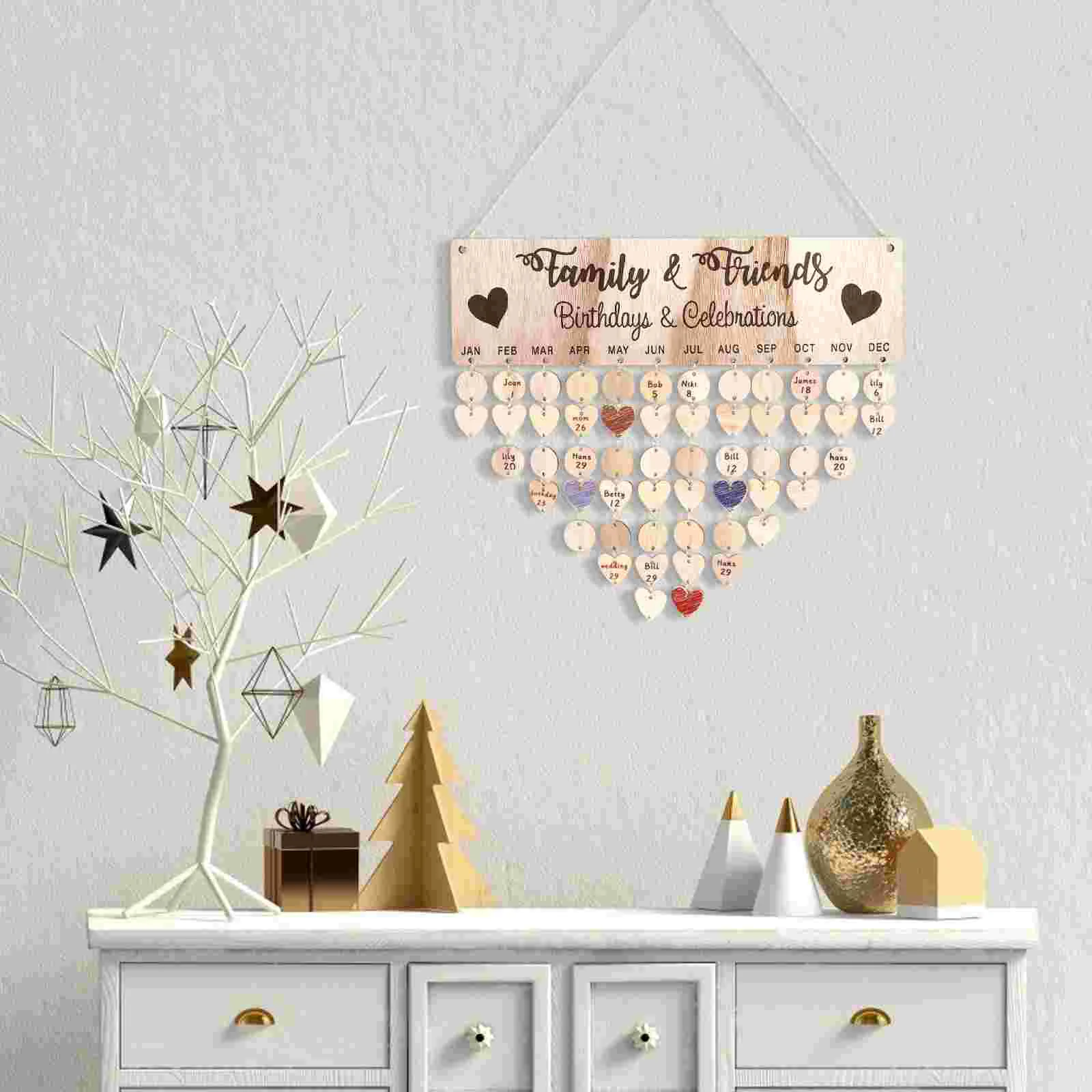 DIY Calendar for Home Date Plaque Wall Reminder Wooden Hangable Board Wedding Decorations