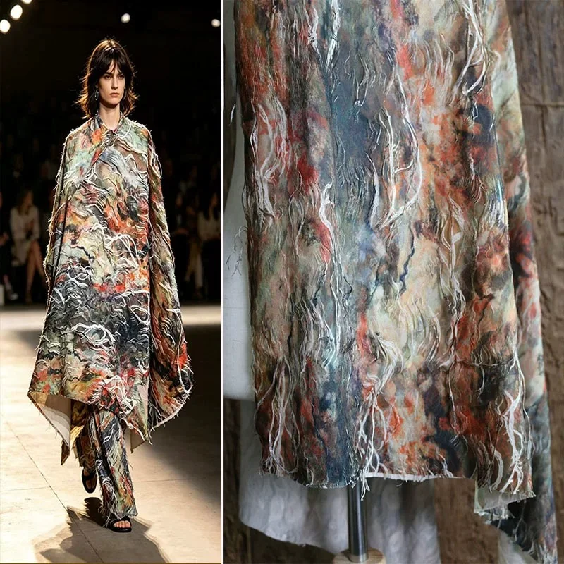 

Dyeing Creative Tassel Fabric for Skirts Fashion Jackets Handmade DIY Fabrics By The Meter Cloth Sewing Material