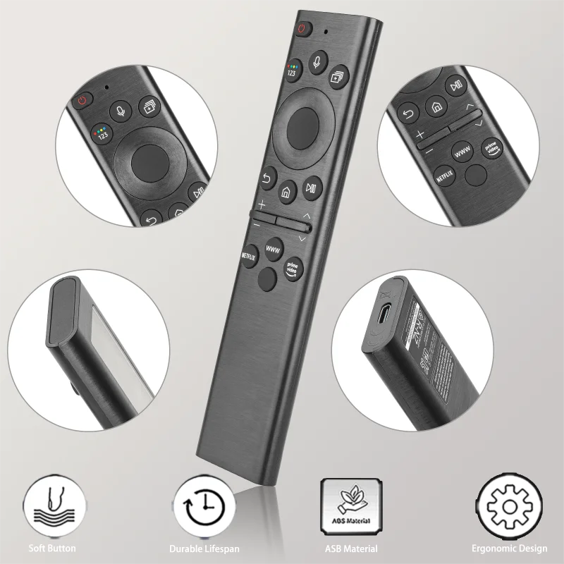 BN59-01385D لاستبدال جهاز التحكم عن بعد بالطاقة الشمسية الصوتي سامسونج مع أزرار NETFLIX PrimeVideo، لتلفزيون سامسونج QE43QN90BAT