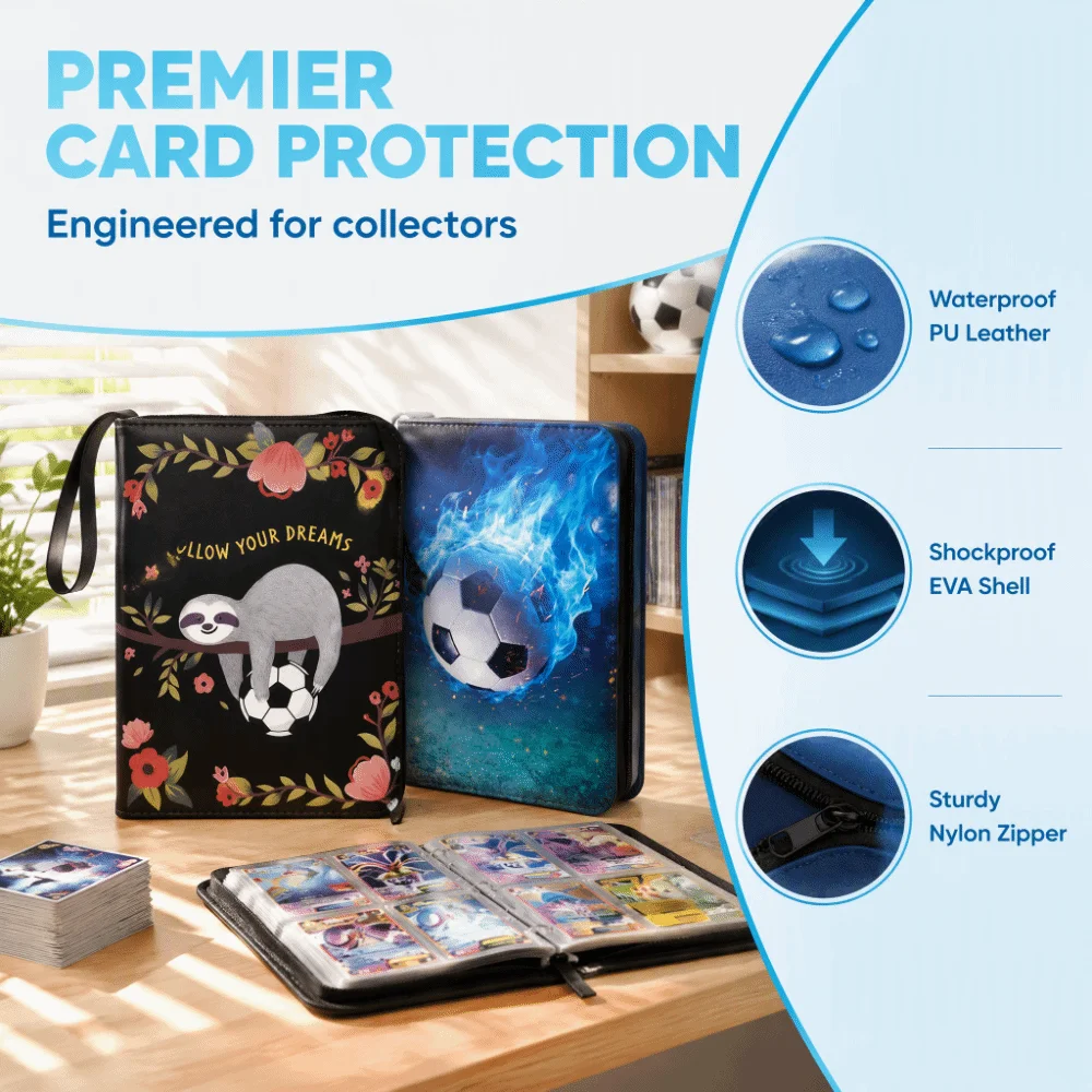 Christmas Gift Large Capacity Card Binder Loose Leaf Waterproof Card Album Zipper PU Leather Card Collection Holder Anime Game
