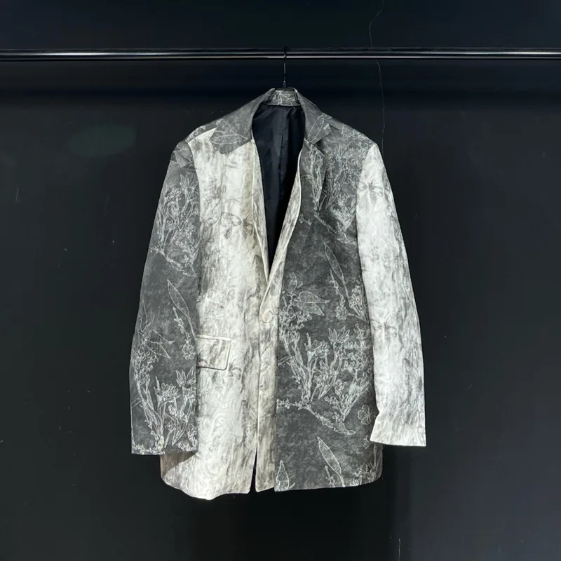 

WVGA Костюм Куртки Весна Осень Новый Мужской Прилив Винтаж Тисненый Модный Дизайн Нишевый Шикарный Повседневный Блейзер с Длинными Рукавами Ins Y2K W11780