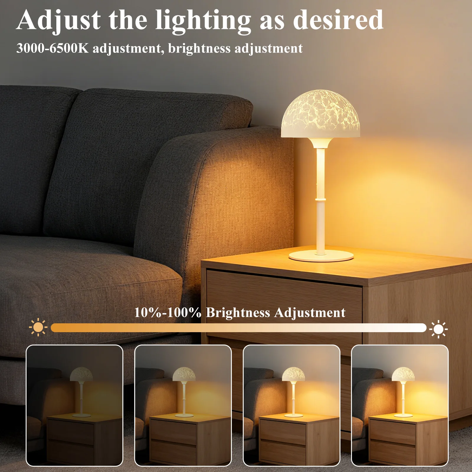 Projecteur d'ambiance RGB avec télécommande, projecteur d'ondulation d'eau, Rechargeable par USB, lampe de Table décorative réglable en hauteur pour la maison et le bureau