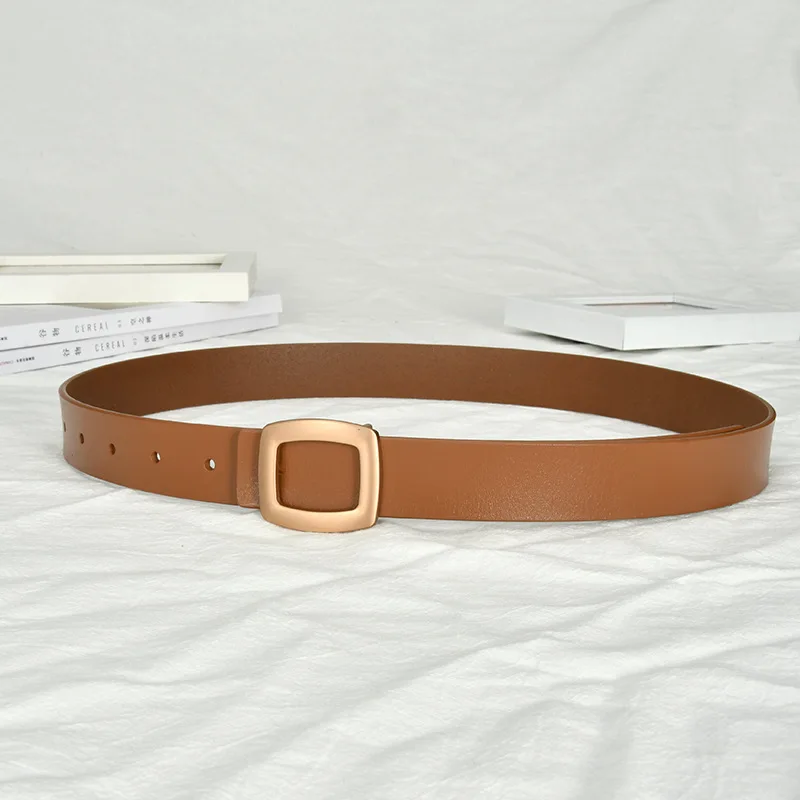 Женский кожаный ремень в стиле ретро, универсальный джинсовый ремень, плащ, брюки и платье, простой и модный ремень из натуральной кожи.