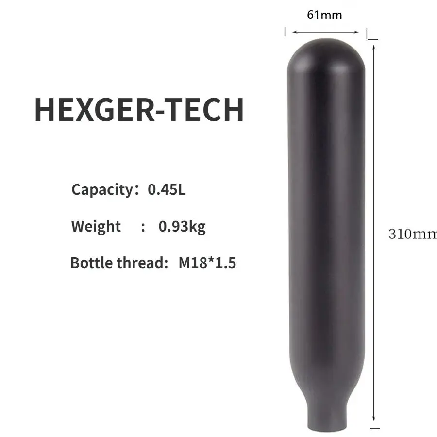 

0.45L/450cc Compressed Air Tank High Pressure Gas Cylinder CO2 Bottle Cylinder 4500psi 30MPa 300bar M18*1.5 Diving Aquarium