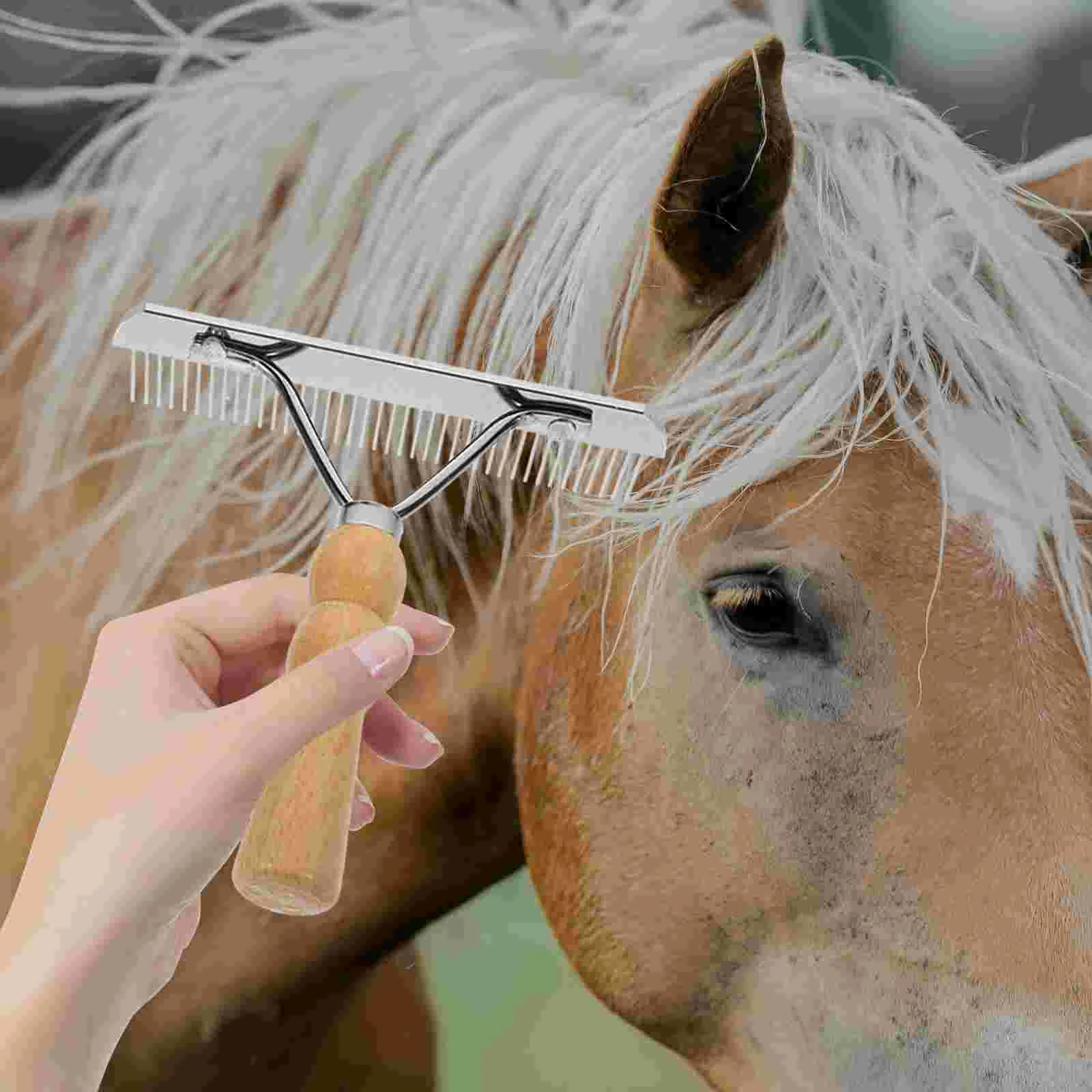 Rastrillo de cola y melena para caballos, peine para uñas, cepillo de limpieza, suministros para novios, desmaste de belleza