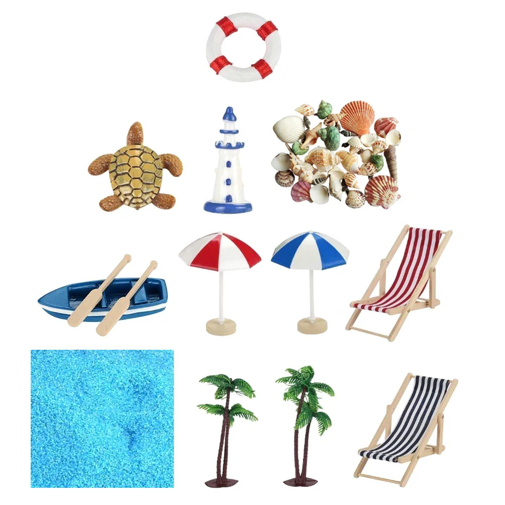 

12 Pcs House Decoration Mini Props Blue Ornaments Scene Decors Micro-landscape Beach Toy Playing Statue Simulation Shell