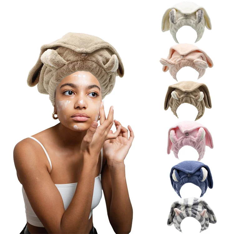 Rabbit Ears Dry Hair Shower Cap Super Absorbent Hair Wrap Towel Customized Skin-friendly Women Bath Cap