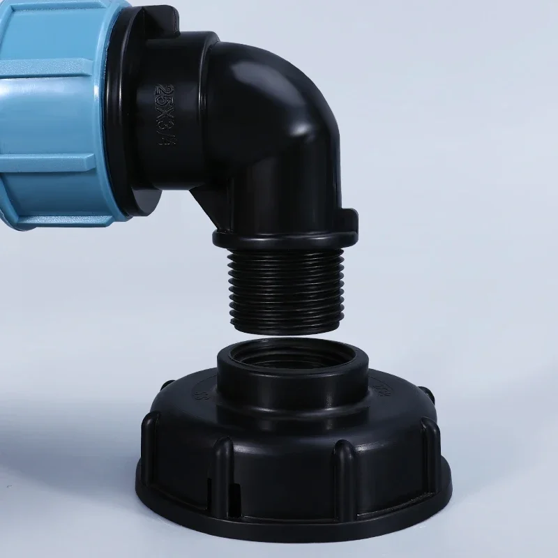 1PCS IBC Tank Adapter 1\'\' 1/2\'\' 3/4\'\' Coarse Thread Water Fittings Elbow Straight Outlet Hose Home Garden Tee Connector Plastic