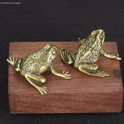 Retro Brass Gather Money Golden Toad Toad Frog Bronze Ornament Small Tea Pet Figurines Study Decoration Collection of Crafts