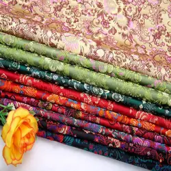 Flower Luxury Brocade Jacquard Fabric Per Meter for Cheongsam Kimono Bag Skirt Diy Sewing Cloth Textile Smooth Soft Gold Black